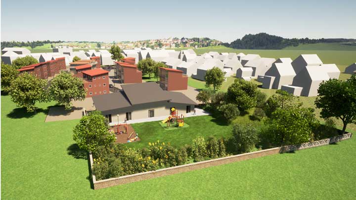 Mit WS LANDCAD erstelle Siedlung gerendert mit Twinmotion