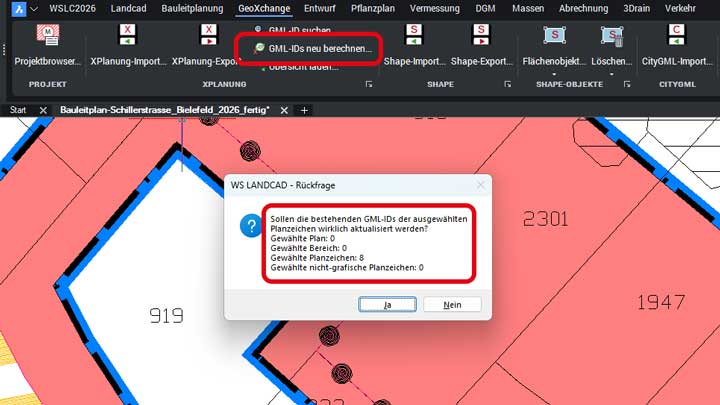 WS LANDCAD XPlanGML-ID neu berechnen